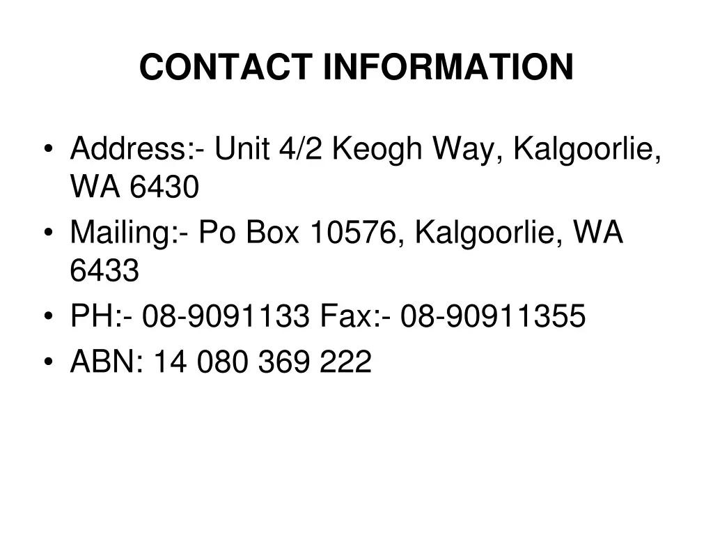 contact information
