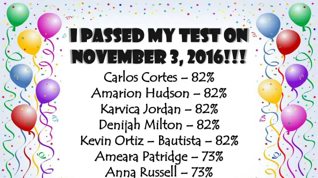 i passed my test on i passed my test on november 2