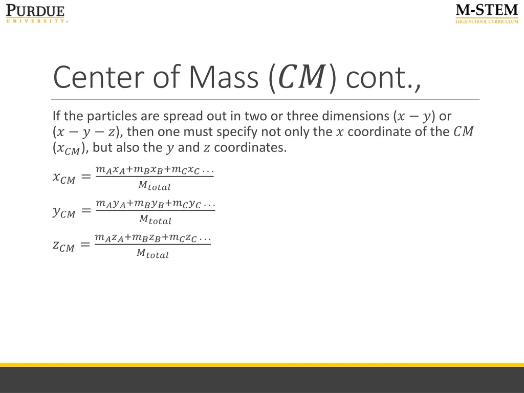 center of mass cont 2