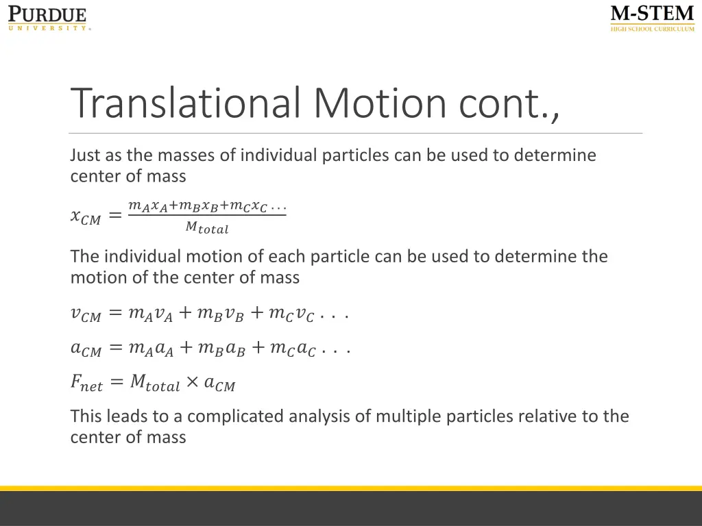translational motion cont