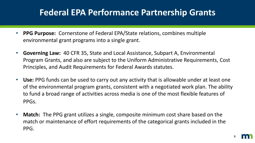 federal epa performance partnership grants