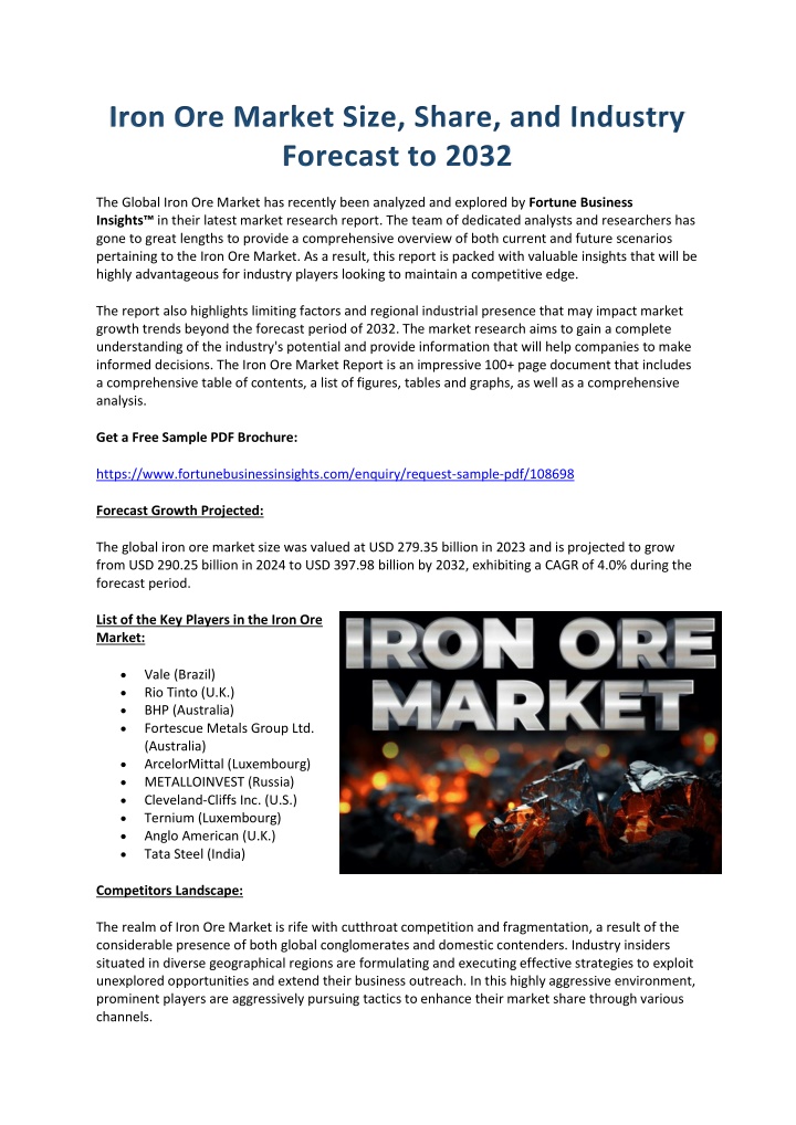 iron ore market size share and industry forecast