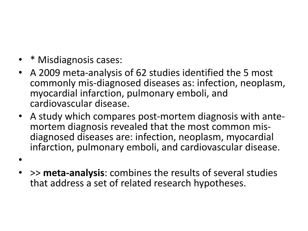 misdiagnosis cases a 2009 meta analysis