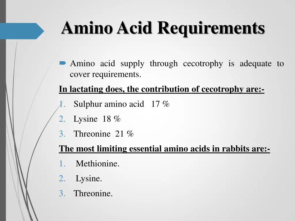 amino acid requirements