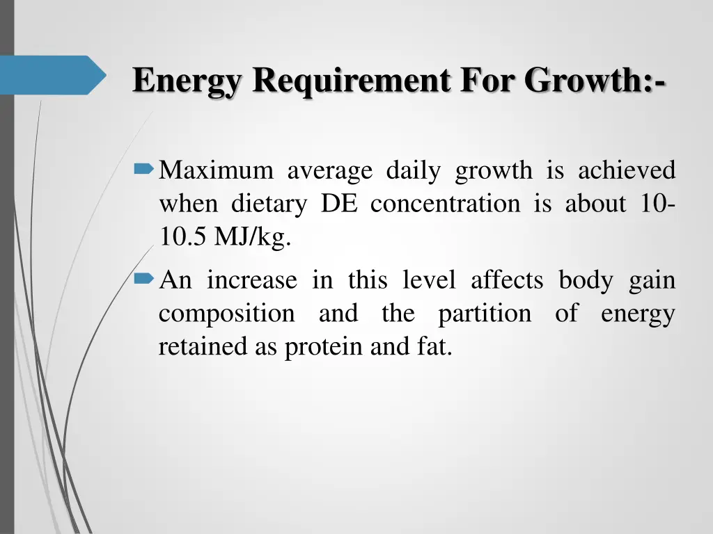 energy requirement for growth