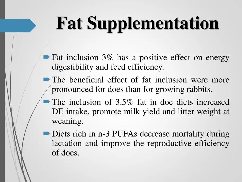 fat supplementation