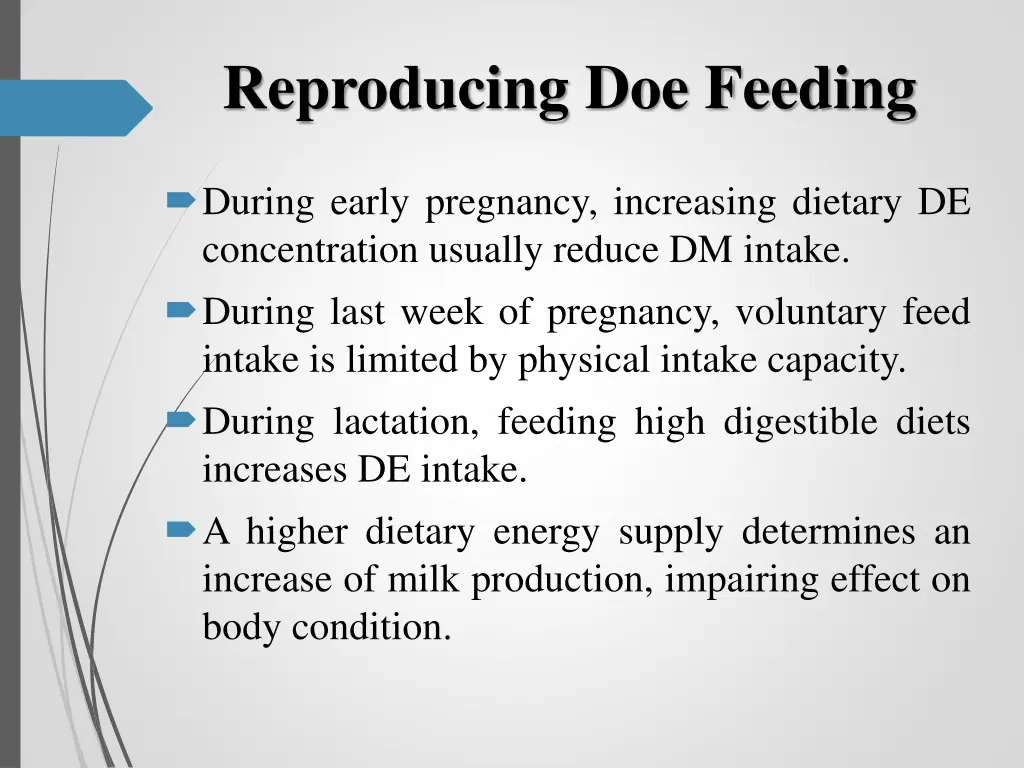 reproducing doe feeding