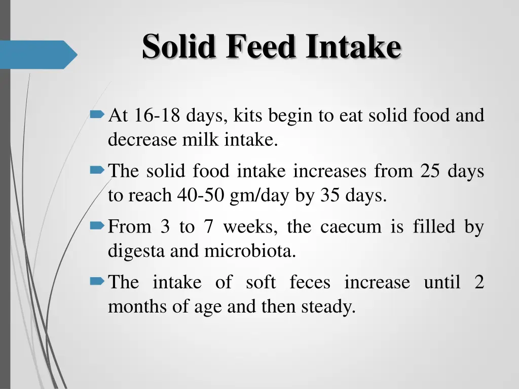 solid feed intake