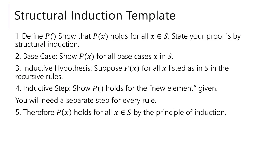 structural induction template