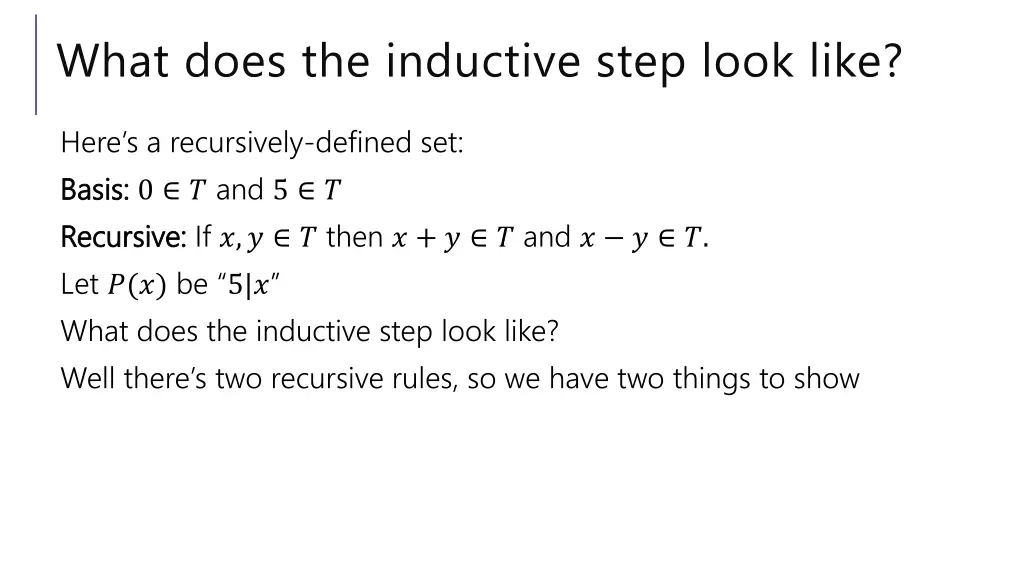 what does the inductive step look like