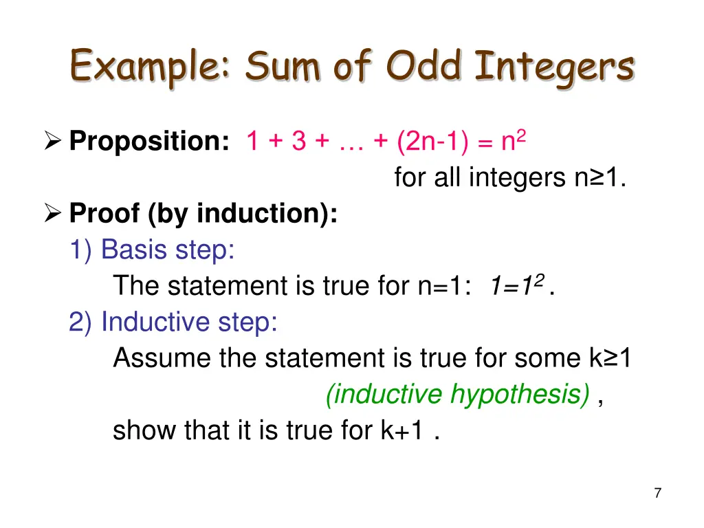 example sum of odd integers