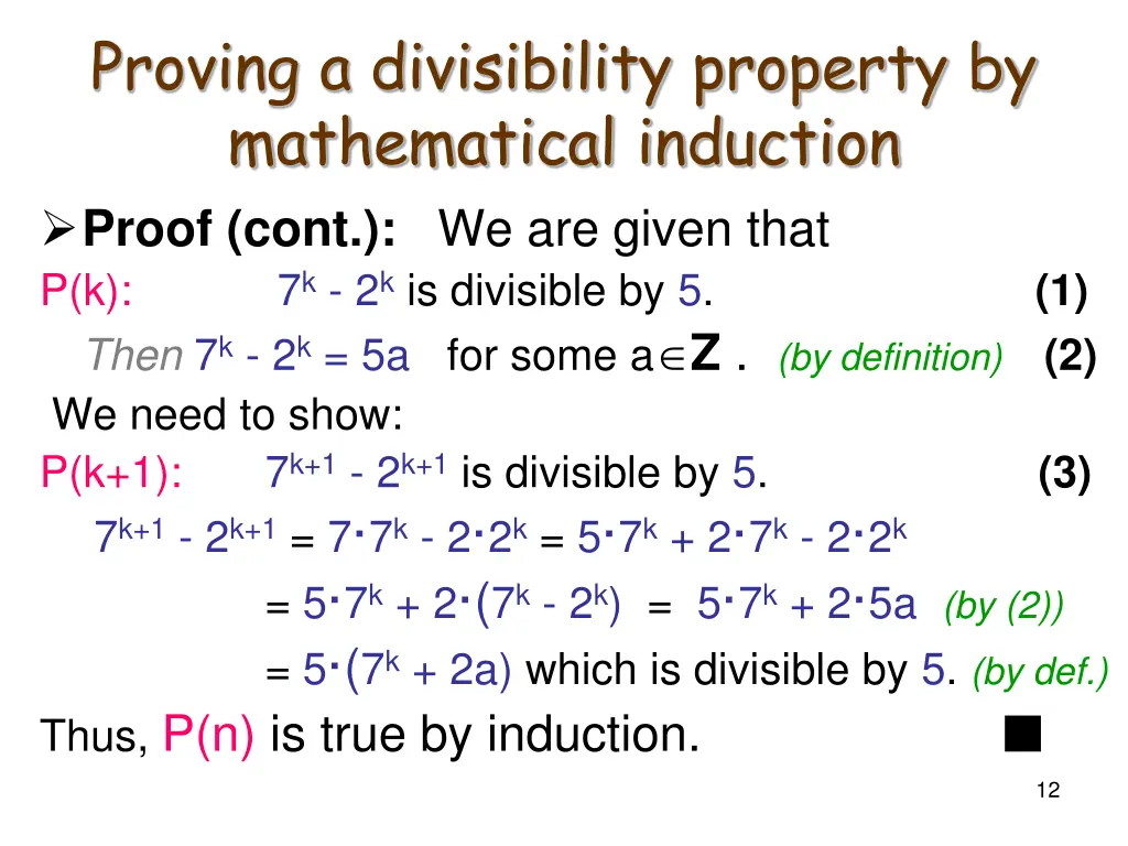 proving a divisibility property by mathematical 1