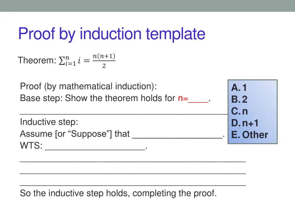 proof by induction template 1