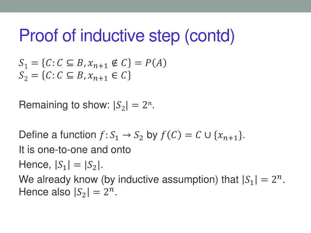 proof of inductive step contd