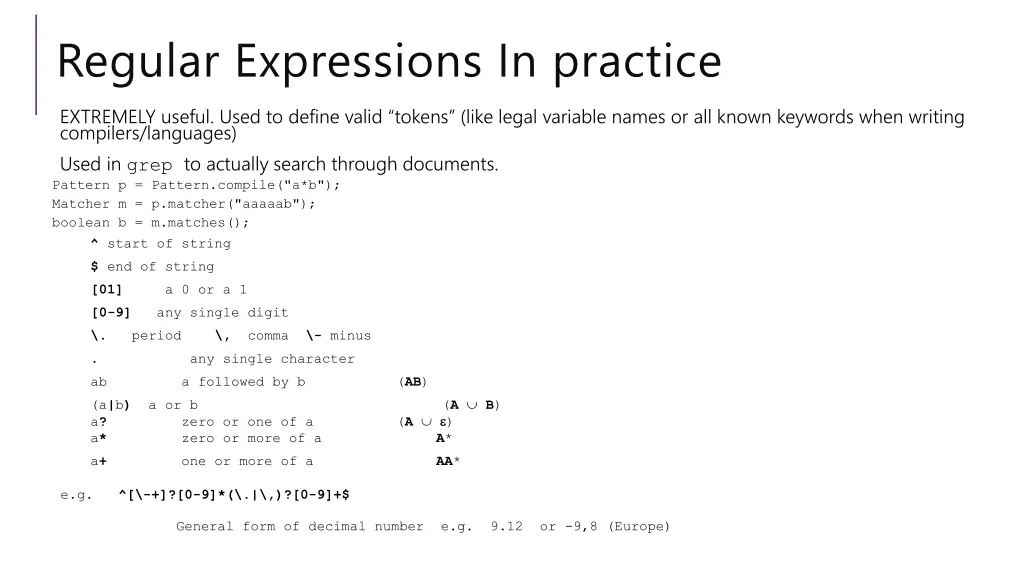 regular expressions in practice