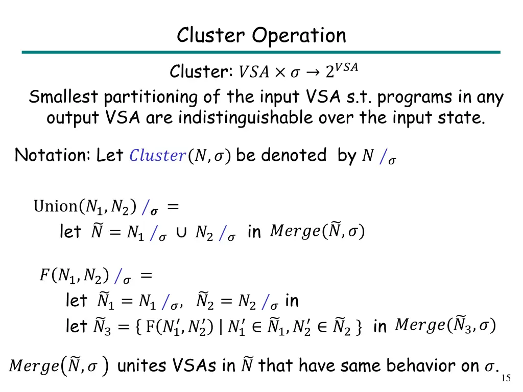 cluster operation