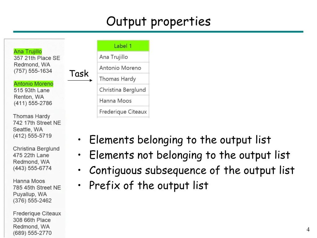output properties