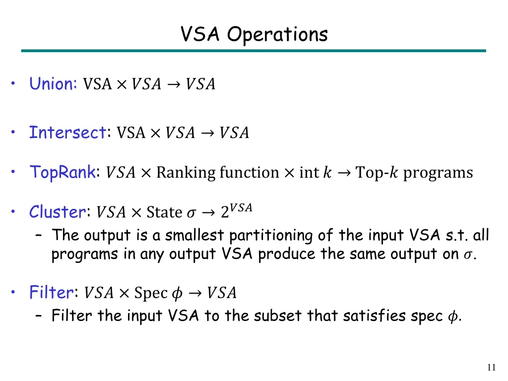 vsa operations