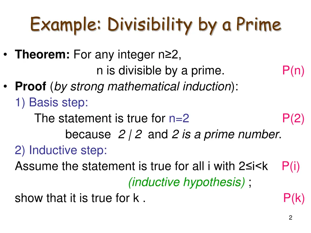 example divisibility by a prime