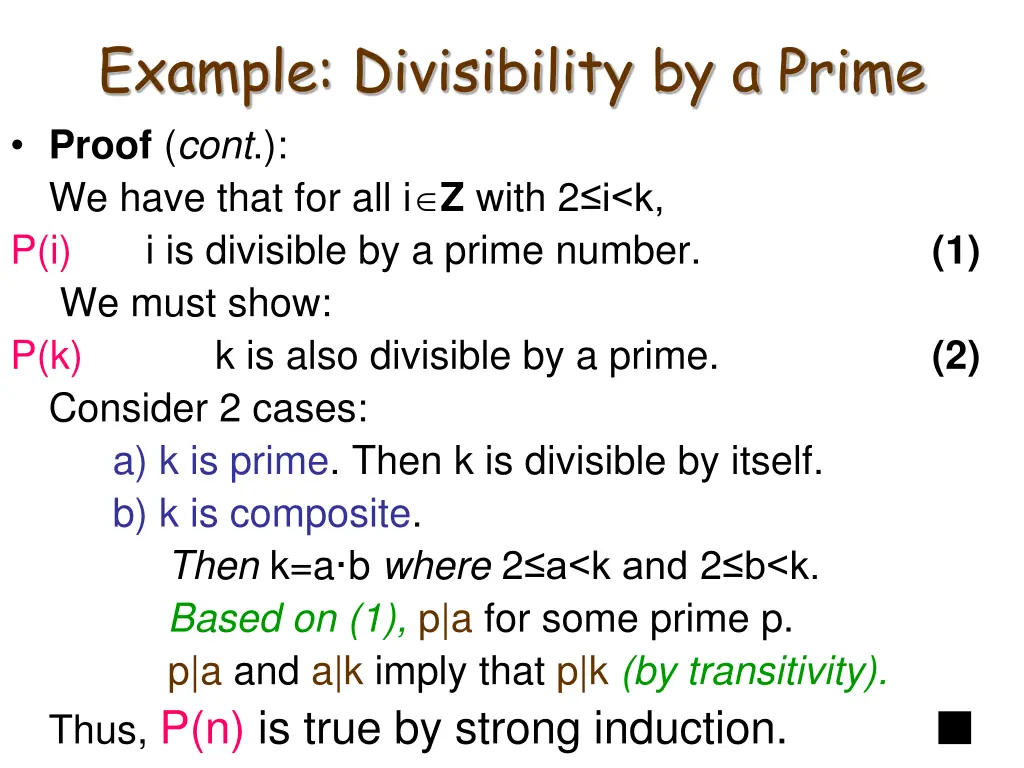 example divisibility by a prime proof cont
