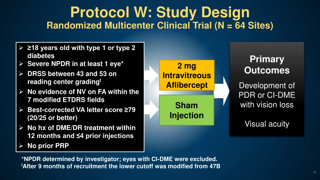 protocol w study design randomized multicenter