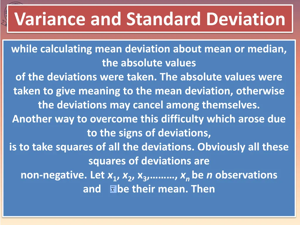 variance and standard deviation