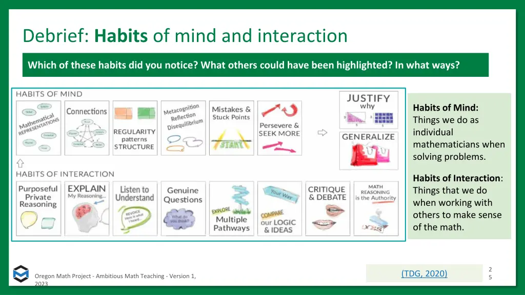 debrief habits of mind and interaction