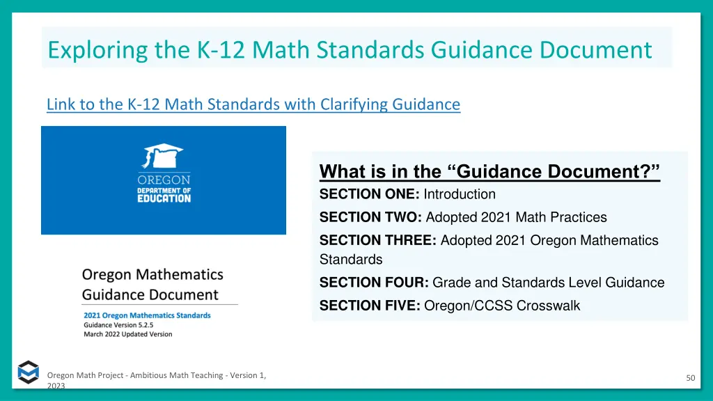 exploring the k 12 math standards guidance