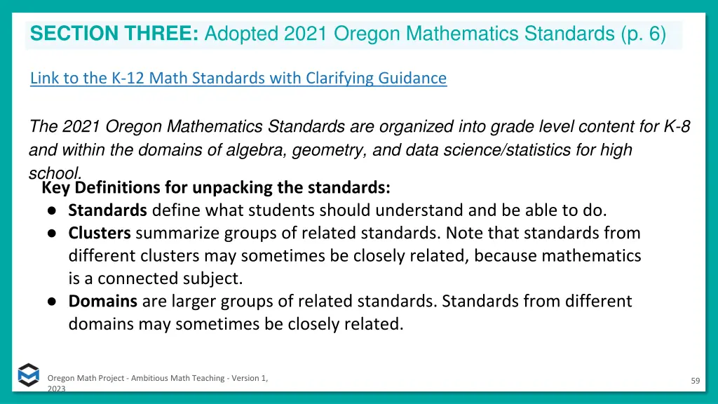 section three adopted 2021 oregon mathematics 1