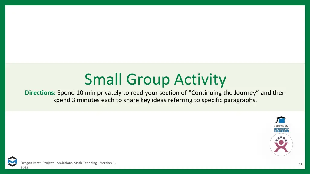 small group activity directions spend