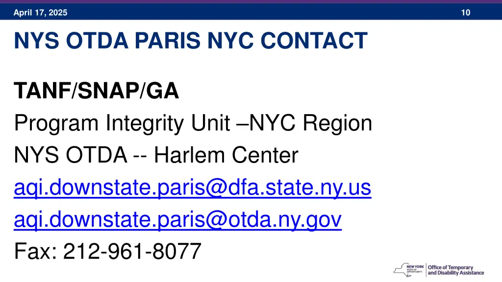 april 17 2025 nys otda paris nyc contact