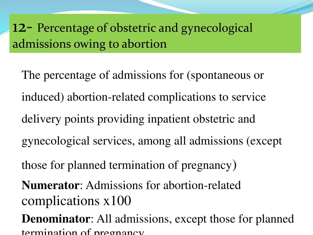 12 percentage of obstetric and gynecological