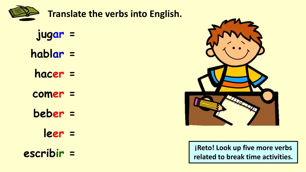 translate the verbs into english