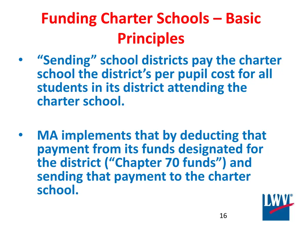 funding charter schools basic principles sending