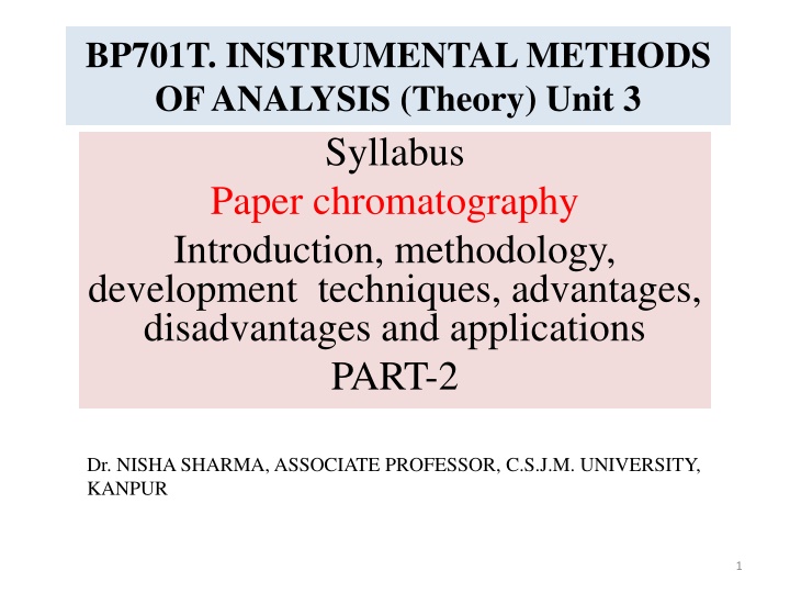 bp701t instrumental methods of analysis theory