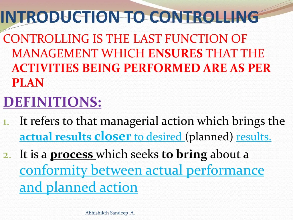 introduction to controlling