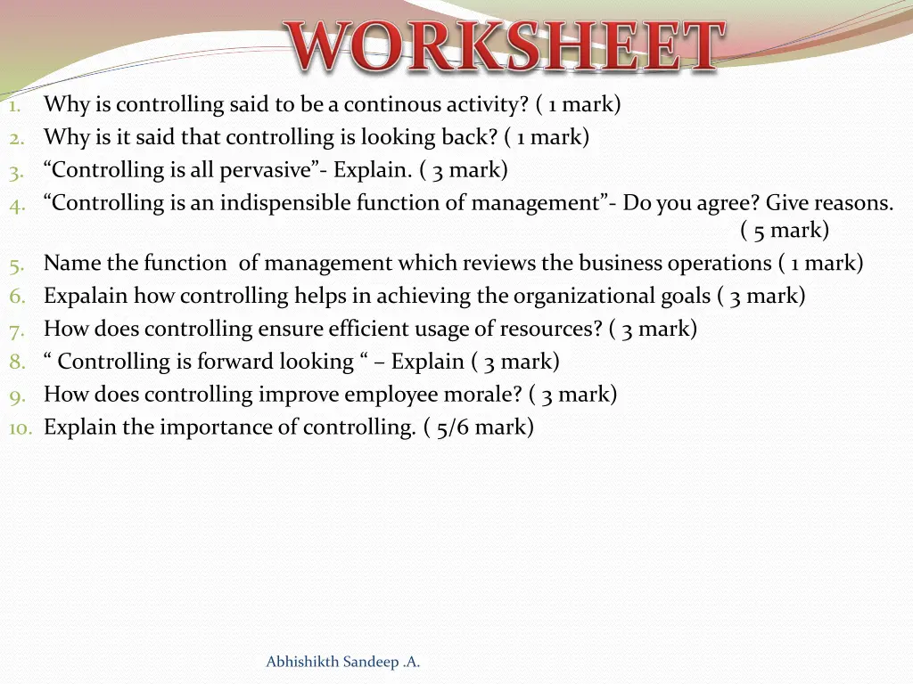 why is controlling said to be a continous