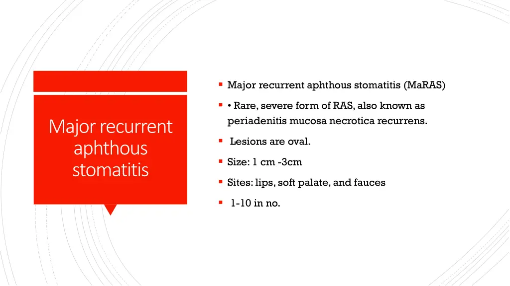 major recurrent aphthous stomatitis maras