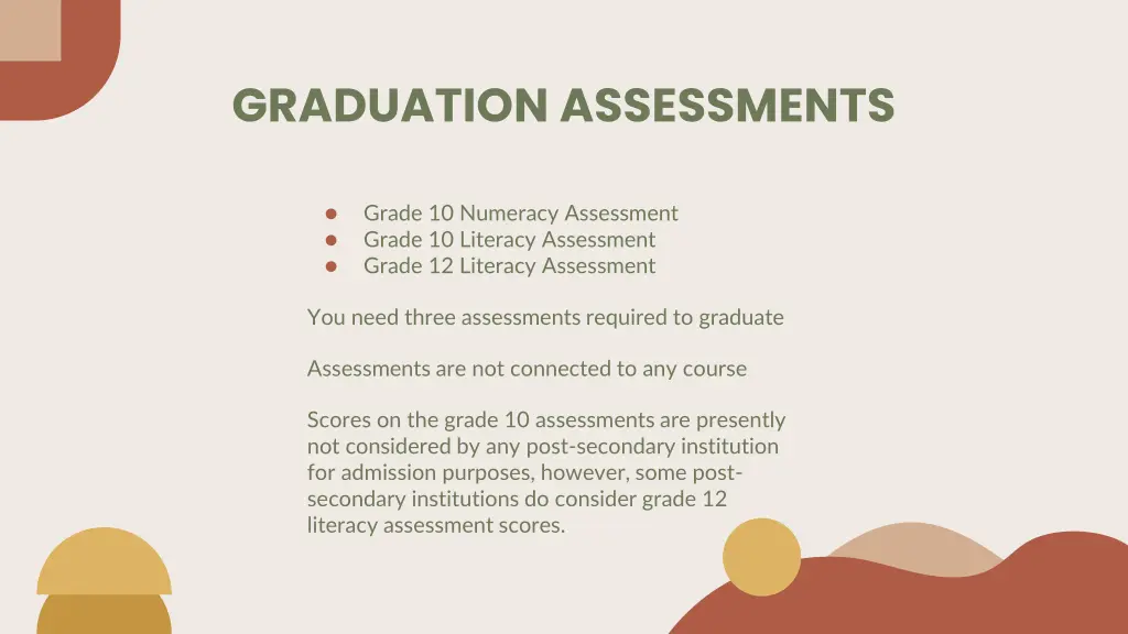 graduation assessments