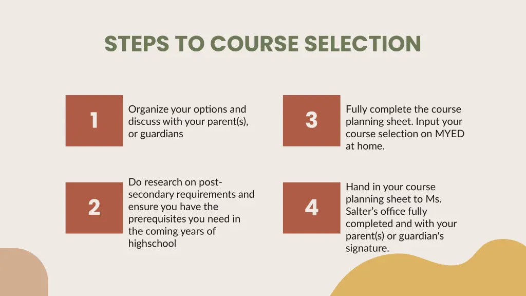 steps to course selection