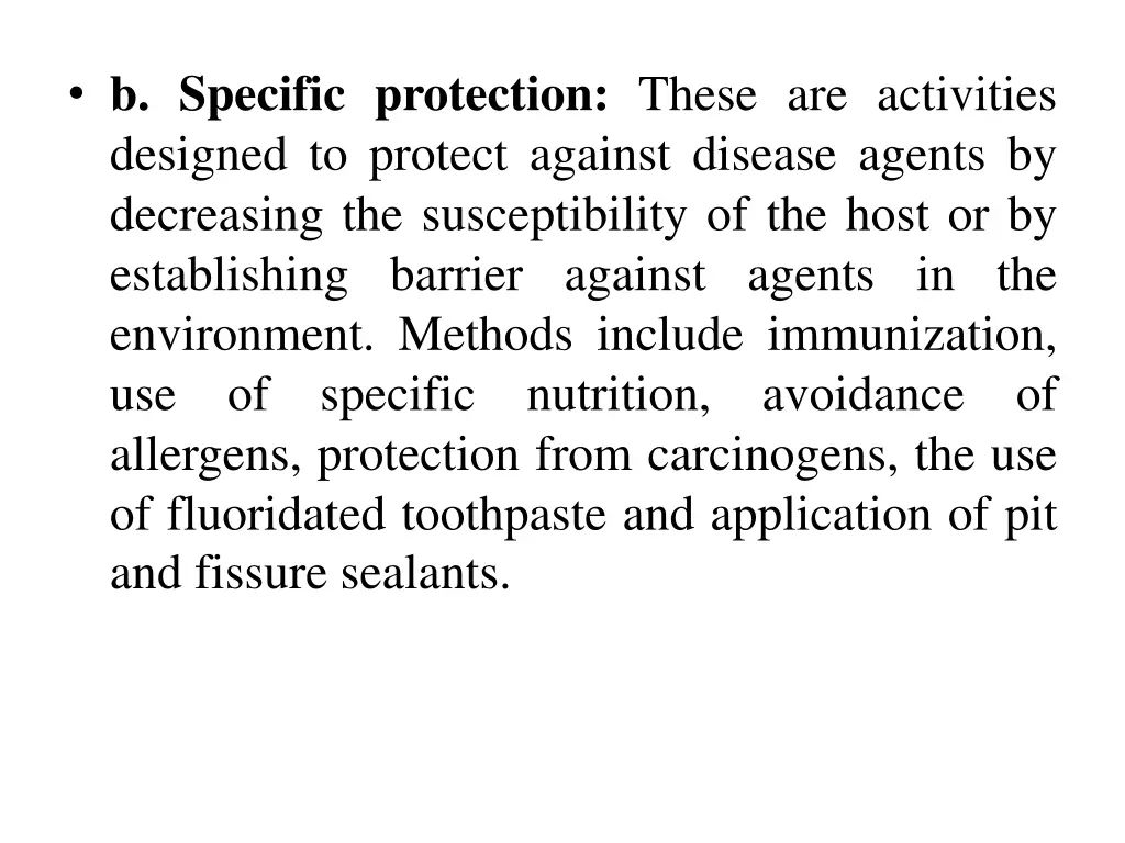 b specific protection these are activities