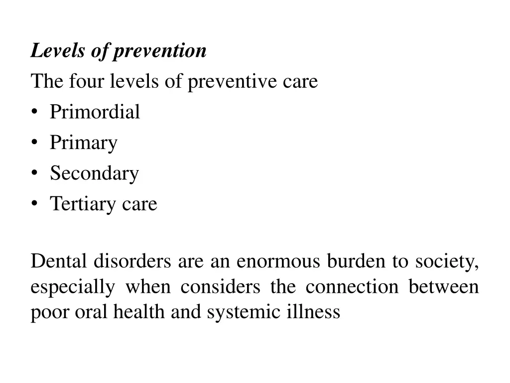 levels of prevention the four levels