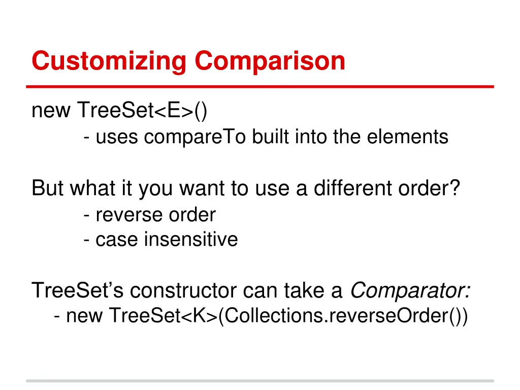 customizing comparison