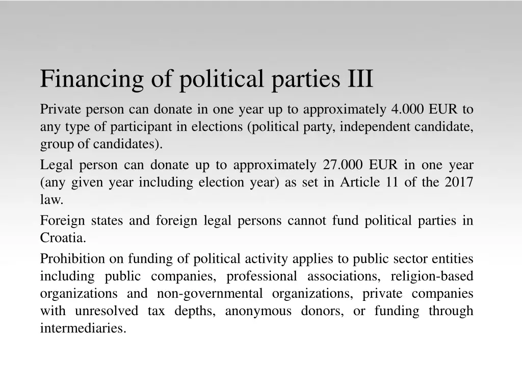 financing of political parties iii