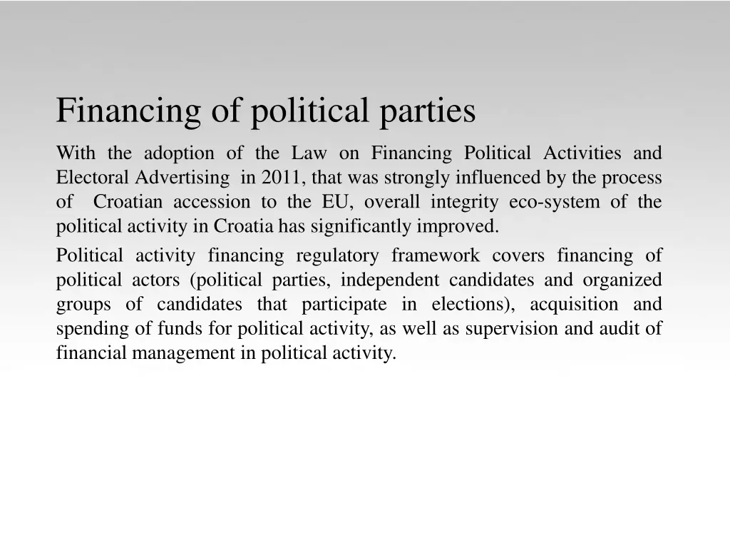 financing of political parties