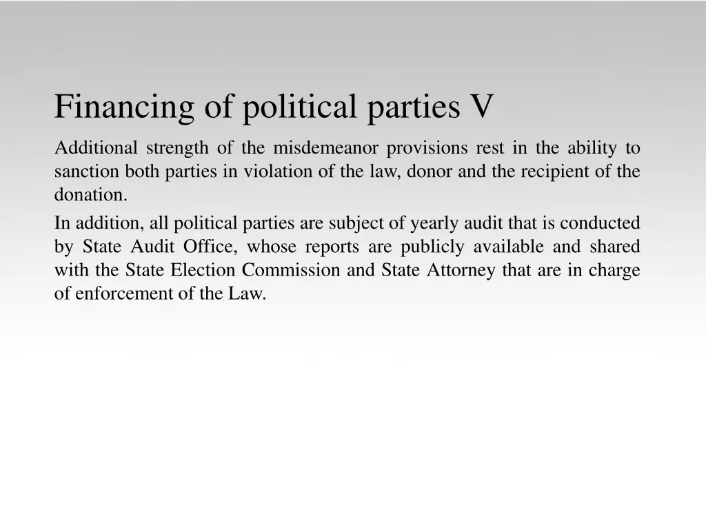 financing of political parties v