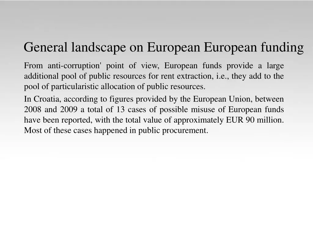 general landscape on european european funding 1