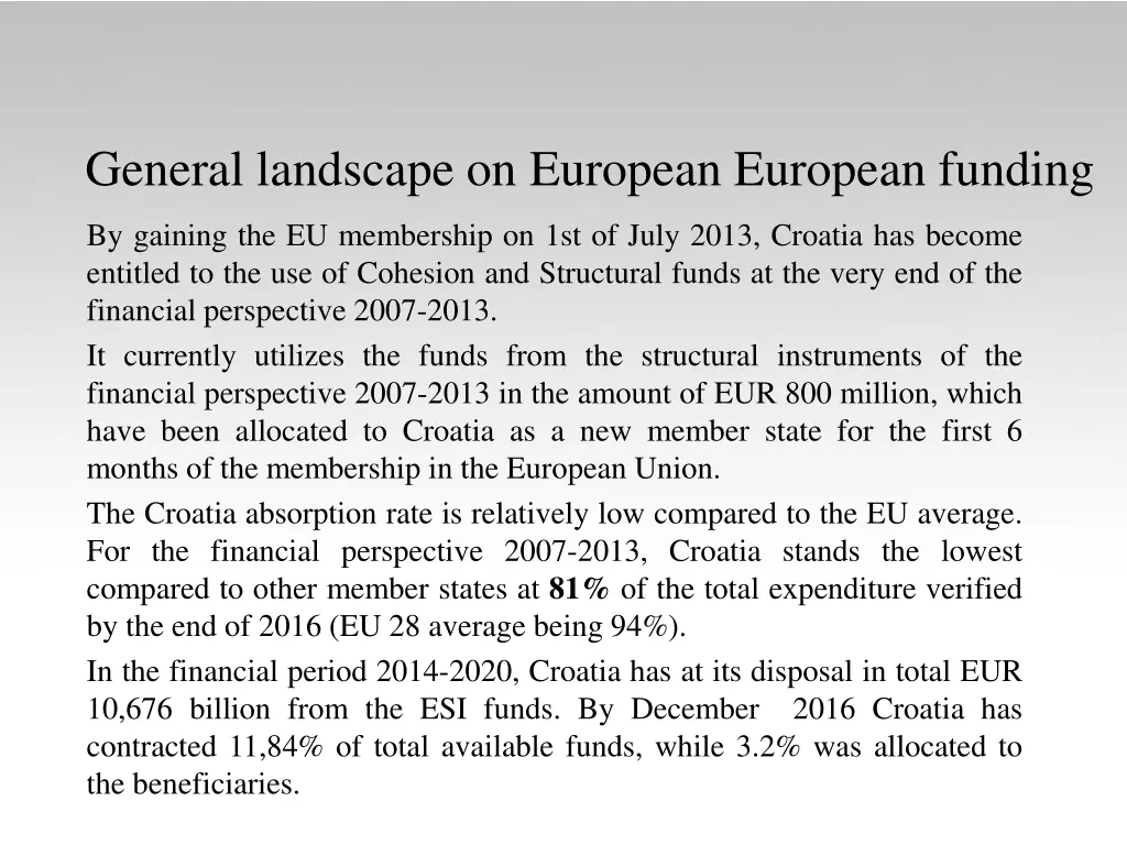 general landscape on european european funding