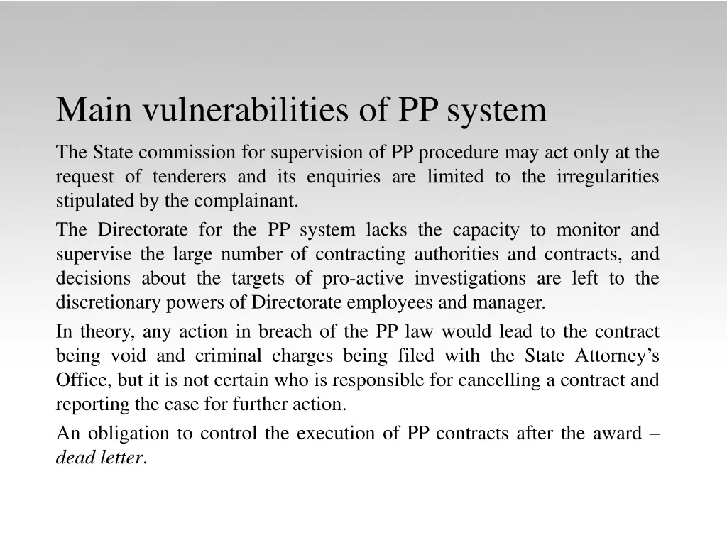 main vulnerabilities of pp system