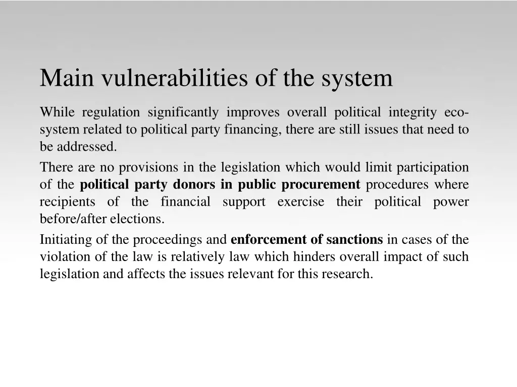 main vulnerabilities of the system